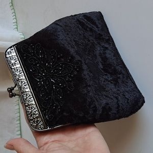 Preston York Black Brushed Velvet Beaded Purse
